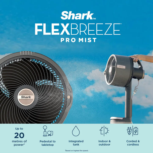 Shark FlexBreeze Pro Mist Indoor Outdoor Pedestal & Table Fan With Water Tank